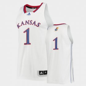 #1 College Basketball University of Kansas Basketball Swingman Men White Jersey 465620-835