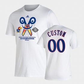 #00 Custom March Madness University of Kansas 2022 Final Four Regional Champions Locker Room T-Shirt Mens White Jersey 166139-911