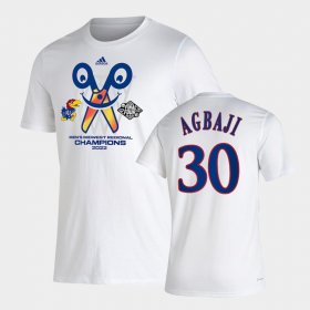 #30 Ochai Agbaji March Madness Kansas 2022 Final Four Regional Champions Locker Room T-Shirt Mens White Jersey 177163-949