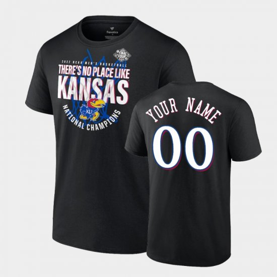 #00 Custom 2022 National Champions Kansas Jayhawks Floater Mens Black T-Shirt 342328-565