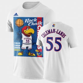 #55 Jalen Coleman-Lands 2022 National Champions Jayhawks 2022 Rock Chalk Champions Cartoon Men's Black T-Shirt 441493-493 #55 Jalen Coleman-Lands 2022 National Champions Jayhawks 2022 Rock Chalk Champions Cartoon Men's Black T-Shirt 441493-493
