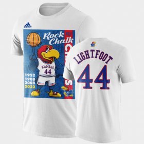 #44 Mitch Lightfoot 2022 National Champions University of Kansas 2022 Rock Chalk Champions Cartoon Men's Black T-Shirt 413018-460 #44 Mitch Lightfoot 2022 National Champions University of Kansas 2022 Rock Chalk Champions Cartoon Men's Black T-Shirt 413018-460