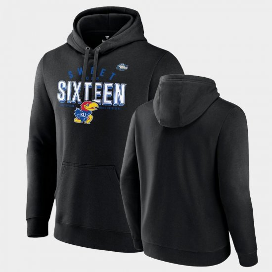 College Basketball Jayhawks 2022 NCAA Tournament March Madness Sweet Sixteen Jumpball Pullover Men\'s Black Hoodie 315562-723