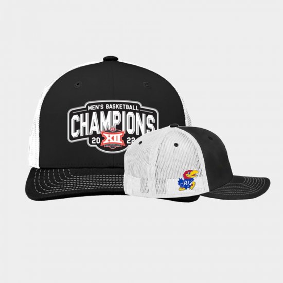 University of Kansas 2022 Big 12 Conference Tournament Champions Locker Room Adjustable Unisex Black White Hat 443468-580