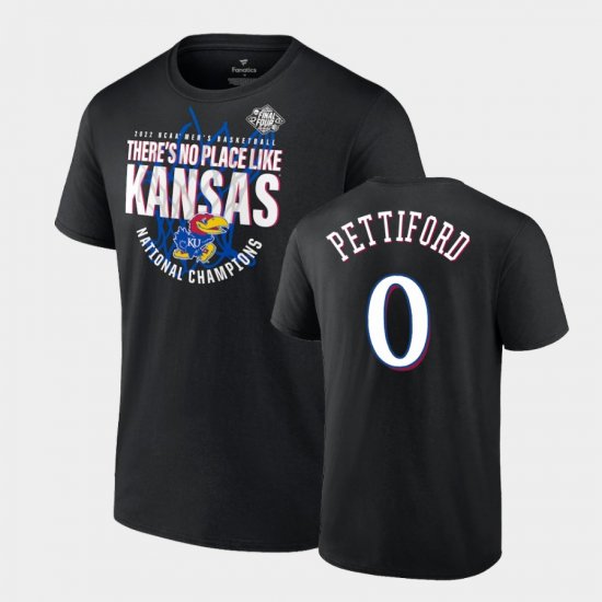 #0 Bobby Pettiford 2022 National Champions Jayhawks Floater Men\'s Black T-Shirt 932782-646