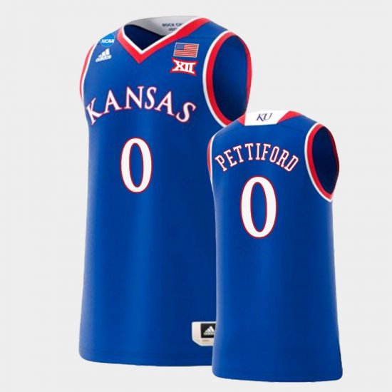 #0 Bobby Pettiford March Madness University of Kansas 2022 NCAA Replica Basketball Men Royal Jersey 458758-976