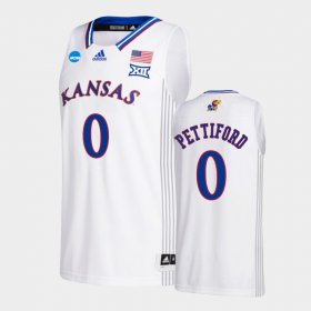 #0 Bobby Pettiford March Madness Kansas Jayhawks 2022 NCAA Basketball Men's White Jersey 639994-968