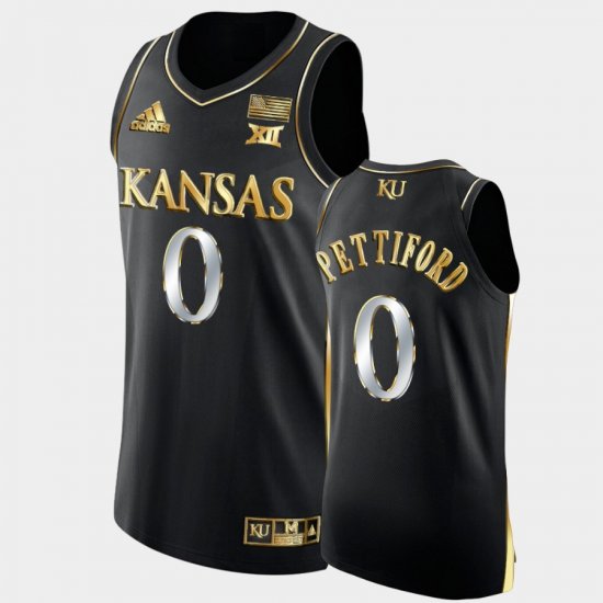 #0 Bobby Pettiford Golden Edition University of Kansas 2021-22 Authentic Basketball Mens Black Jersey 661197-167