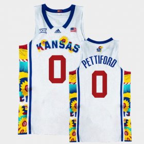 #0 Bobby Pettiford College Basketball Kansas Jayhawks Sunflower Showdown Basketball Mens White Jersey 152567-524