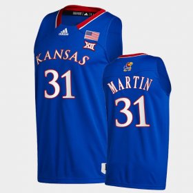 #31 Cam Martin College Basketball Jayhawks Away Mens Blue Jersey 295684-720