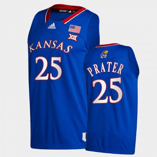 #25 Chandler Prater College Basketball University of Kansas Basketball NCAA Men Blue Jersey 920527-912