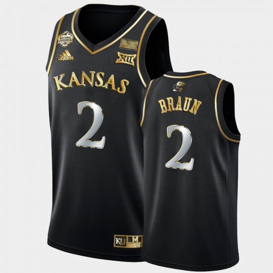 #2 Christian Braun 2022 National Champions University of Kansas 2022 Basketball National Champions Golden Mens Black Jersey 655369-910