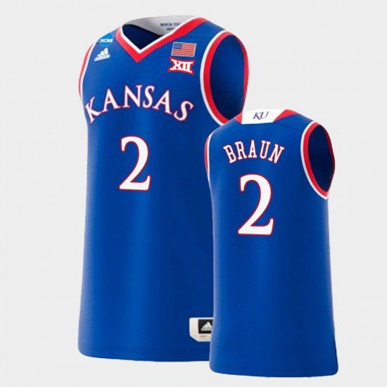 #2 Christian Braun March Madness Jayhawks 2022 NCAA Replica Basketball Men\'s Royal Jersey 604424-764