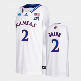 #2 Christian Braun March Madness Kansas Jayhawks 2022 NCAA Basketball Men White Jersey 375765-563