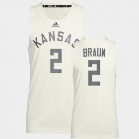 #2 Christian Braun College Basketball Kansas Jayhawks Reverse Retro Men's White Jersey 148852-281