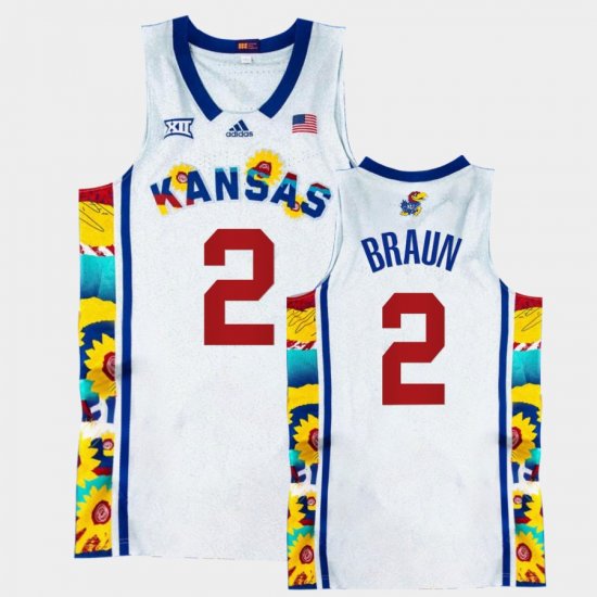 #2 Christian Braun College Basketball Kansas Jayhawks Sunflower Showdown Basketball Men White Jersey 292921-899