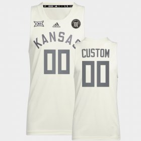 #00 Custom College Basketball Kansas Jayhawks 100 Anniversary of 1922 Helms National Champs Retro Men White Jersey 726413-680