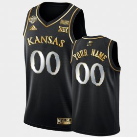 #00 Custom 2022 National Champions Kansas Jayhawks 2022 Basketball National Champions Golden Mens Black Jersey 162716-204