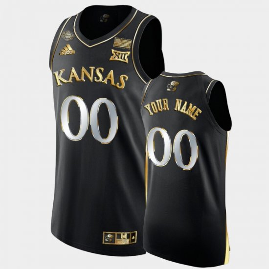 #00 Custom 2022 National Champions University of Kansas Golden Men Black Jersey 539952-405