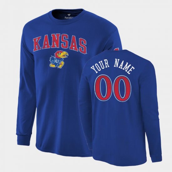 #00 Custom 2022 National Champions University of Kansas Long Sleeve Men\'s Royal T-Shirt 738386-536