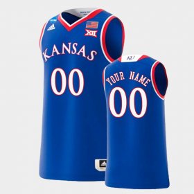 #00 Custom March Madness Jayhawks 2022 NCAA Replica Basketball Men Royal Jersey 660473-635