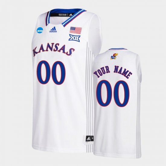 #00 Custom March Madness University of Kansas 2022 NCAA Basketball Mens White Jersey 160336-167