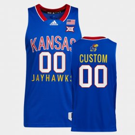 #00 Custom College Basketball Jayhawks Throwback Mens Royal Jersey 311331-768