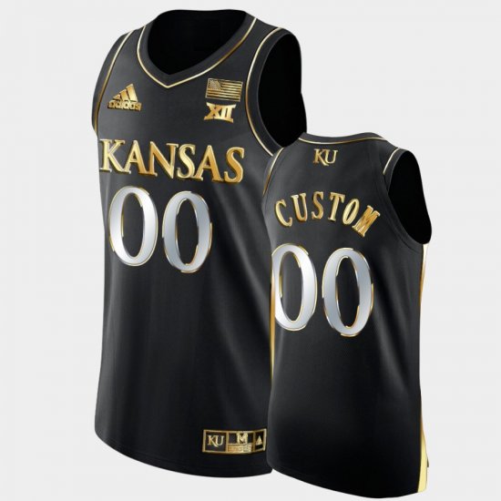 #00 Custom Golden Edition Kansas 2021-22 Authentic Basketball Men\'s Black Jersey 714075-251