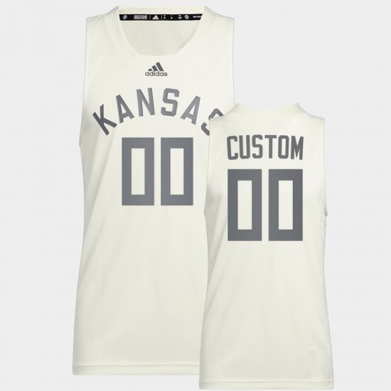 #00 Custom College Basketball Jayhawks Reverse Retro Men White Jersey 474482-429