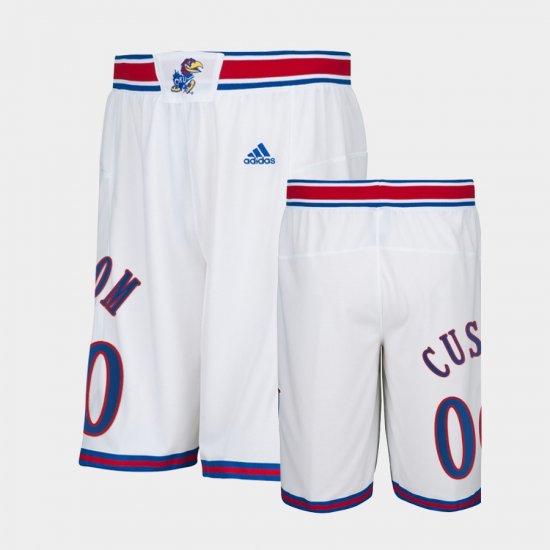 #00 Custom College Basketball Kansas Jayhawks Men\'s White Shorts 653469-318