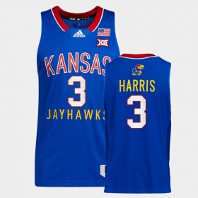 #3 Dajuan Harris College Basketball University of Kansas Throwback Men's Royal Jersey 892945-505