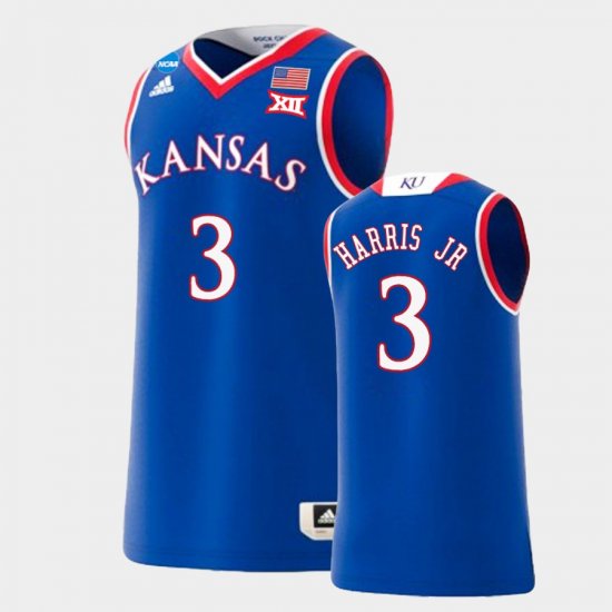 #3 Dajuan Harris Jr. March Madness Kansas Jayhawks 2022 NCAA Replica Basketball Men Royal Jersey 429765-922