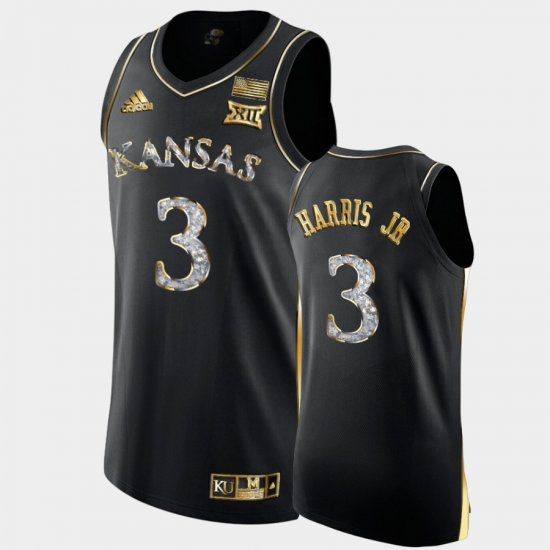 #3 Dajuan Harris Jr. College Basketball Jayhawks Diamond Edition Men\'s Black Jersey 379495-181