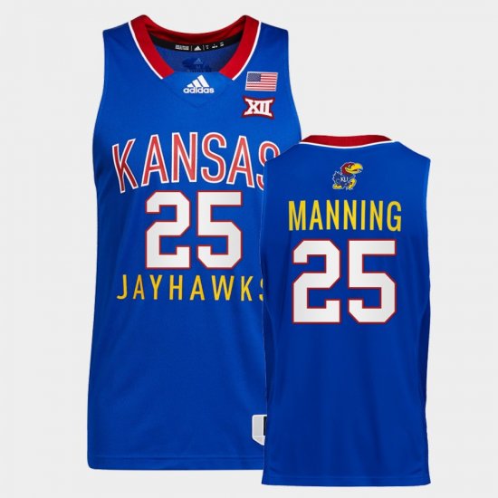 #25 Danny Manning College Basketball Jayhawks Throwback Men\'s Royal Jersey 200034-955