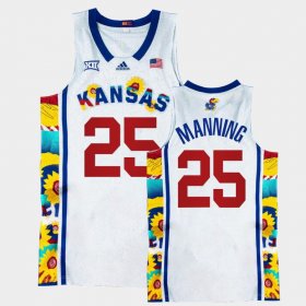 #25 Danny Manning College Basketball Kansas Sunflower Showdown Basketball Men's White Jersey 611029-171