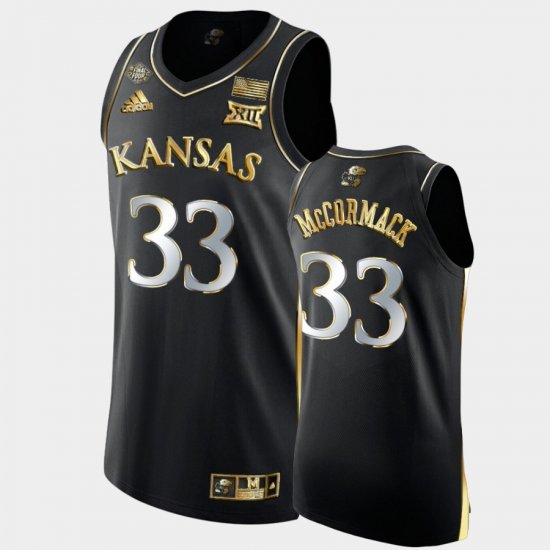 #33 David McCormack 2022 National Champions Kansas Jayhawks Golden Men\'s Black Jersey 259566-670