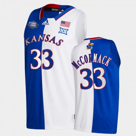 #33 David McCormack 2022 National Champions Jayhawks 2022 NCAA National Champions Split Edition Mens Royal White Jersey 331757-921