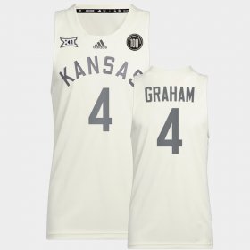 #4 Devonte' Graham College Basketball Jayhawks Reverse Retro Alumni Basketball Men White Jersey 234566-250