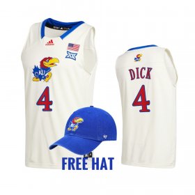 #4 Gradey Dick College Basketball Kansas Jayhawks Free Hat Men White Jersey 773779-707