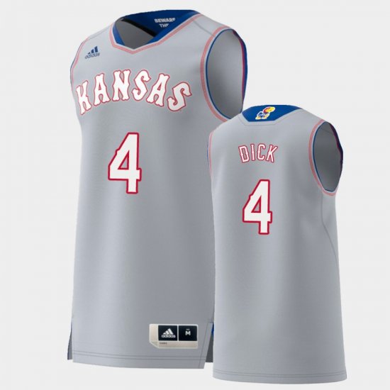 #4 Gradey Dick Replica Kansas Jayhawks Basketball Men Gray Jersey 430775-851