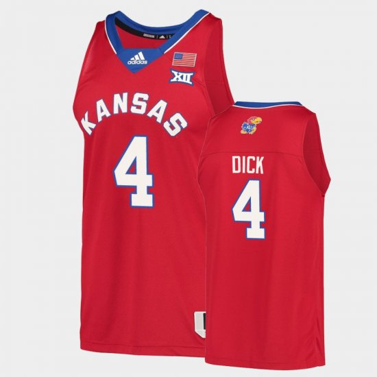 #4 Gradey Dick College Basketball Kansas Jayhawks Reverse Retro Mens Red Jersey 627653-227