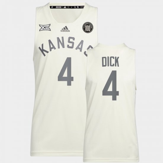 #4 Gradey Dick College Basketball Kansas Reverse Retro Men\'s White Jersey 212223-138