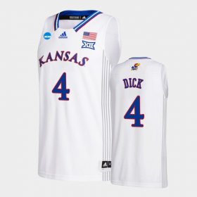 #4 Gradey Dick College Basketball Kansas Jayhawks Team Men White Jersey 435843-562