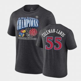 #55 Jalen Coleman-Lands 2022 National Champions Jayhawks Mens Charcoal T-Shirt 759174-827