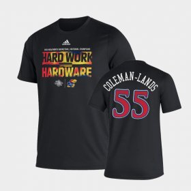 #55 Jalen Coleman-Lands 2022 National Champions University of Kansas Locker Room Mens Black T-Shirt 600499-312 #55 Jalen Coleman-Lands 2022 National Champions University of Kansas Locker Room Mens Black T-Shirt 600499-312