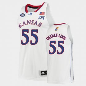 #55 Jalen Coleman-Lands 2022 National Champions Kansas Jayhawks Men's White Jersey 374521-228