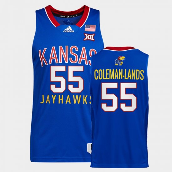 #55 Jalen Coleman-Lands College Basketball Kansas Jayhawks Throwback Men Royal Jersey 163641-763