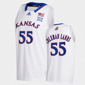 #55 Jalen Coleman-Lands College Basketball Kansas Jayhawks Home Men's White Jersey 552351-805