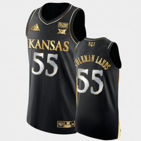 #55 Jalen Coleman-Lands Golden Edition Jayhawks 2021-22 Authentic Basketball Mens Black Jersey 649180-625