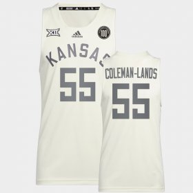 #55 Jalen Coleman-Lands College Basketball Jayhawks Reverse Retro Men's White Jersey 517366-722